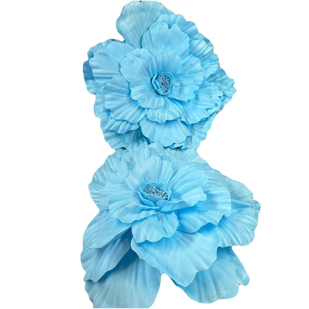 2 Giant 20” Light Blue Artificial Foam Flower Heads Wedding Party Backdrop Decor - Picture 1 of 3